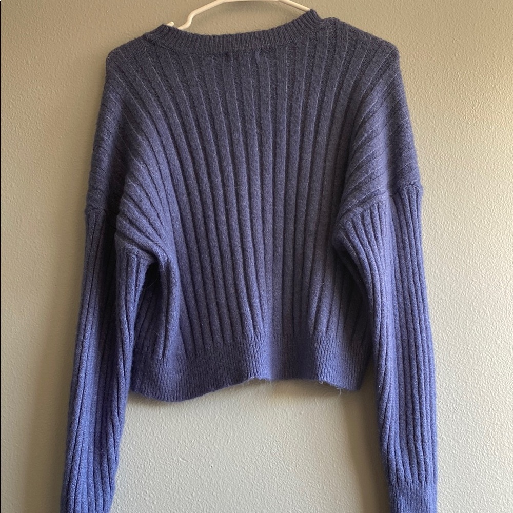 Sophie Rue Blue Crew Neck Sweater with Ribbed Knit - Picture 5 of 6